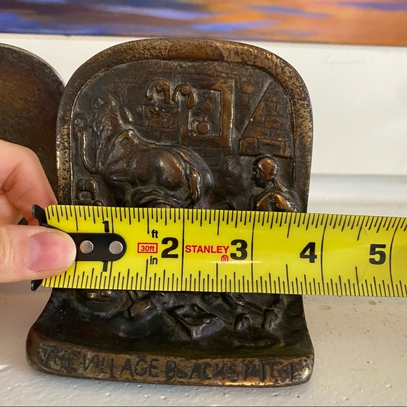 Rare Vintage “The Village Blacksmith” Bookends Bronze - Picture 5 of 10